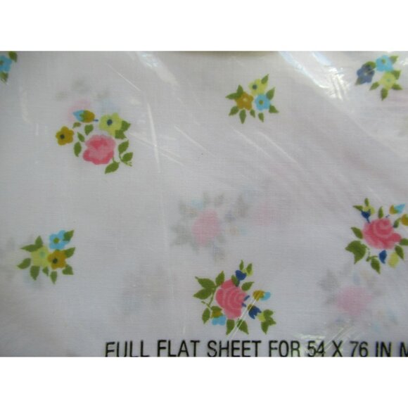 VTG Cannon Monticello No-Iron Percale Full Flat Sheet Petites Fleurs  81 x 96 - Picture 9 of 9